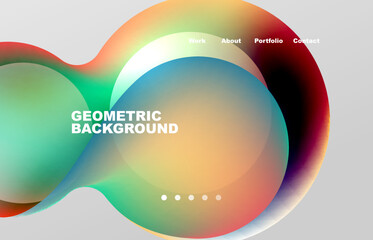 Landing page abstract liquid background. Flowing shapes, round design and circle. Web page for website or mobile app wallpaper