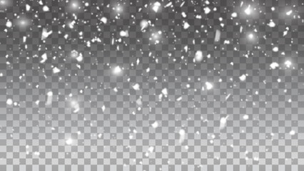 Vector illustration. Winter overlay for use on dark backgrounds. Snowfall. Blizzard. Frost. Snowy top background. Template for wallpapers, web pages, posters. Snow storm concept. Freezing glass