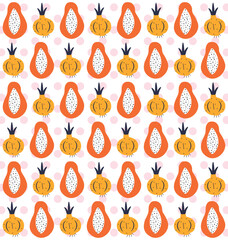 Hand drawn abstract vegetable pattern. Hand drawn vegetable background. Organic doodle pattern background.