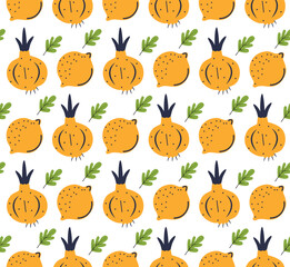 Hand drawn abstract vegetable pattern. Hand drawn vegetable background. Organic doodle pattern background.