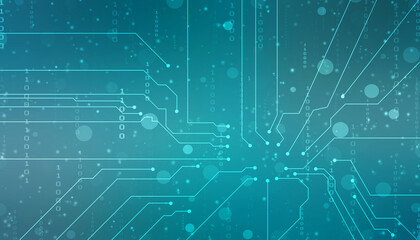 Abstract futuristic circuit board Illustration, Circuit board with various technology elements. Circuit board pattern for digital abstract technology background