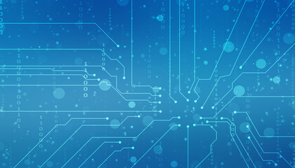 Abstract futuristic circuit board Illustration, Circuit board with various technology elements. Circuit board pattern for digital abstract technology background