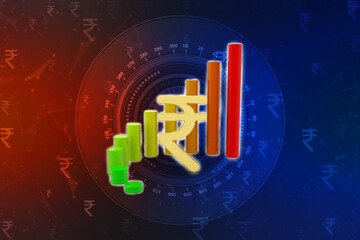 Indian rupee background, Stock market background with Indian rupee symbol, India Finance, Economic Background. 3d render