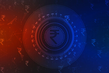 Growth of Indian stock market, Stock market Business graph. Abstract finance background, Stock market chart, Indian Rupee symbol on financial Background