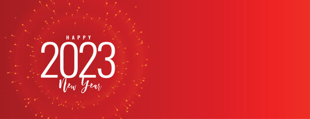 happy new year 2023 red banner with firework