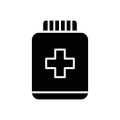Medicine bottle icon illustration. Glyph icon style. icon related to healthcare and medical. Simple vector design editable