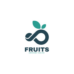 Vector Logo Illustration Infinity Fruit Silhouette Style.