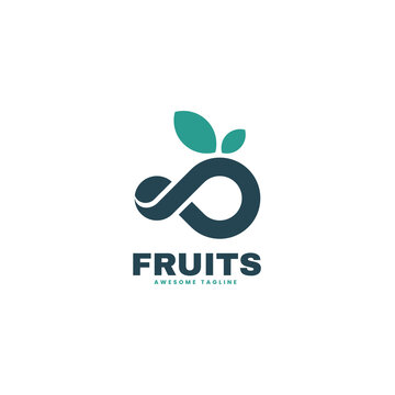 Vector Logo Illustration Infinity Fruit Silhouette Style.