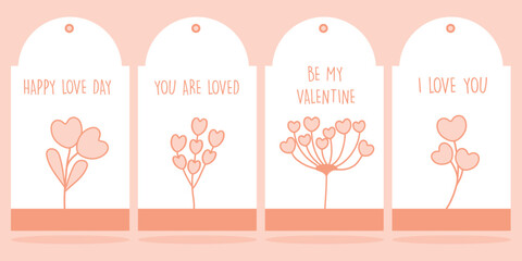 Set of Valentine's day tags for gift boxes, labels, sale shopping labels, banners and more.