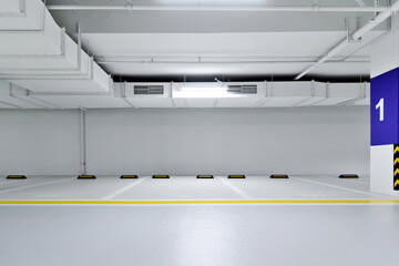 Empty parking garage in modern apartment