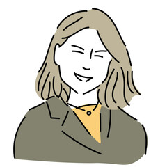 ジャケットを着用した笑顔の女性のイラスト