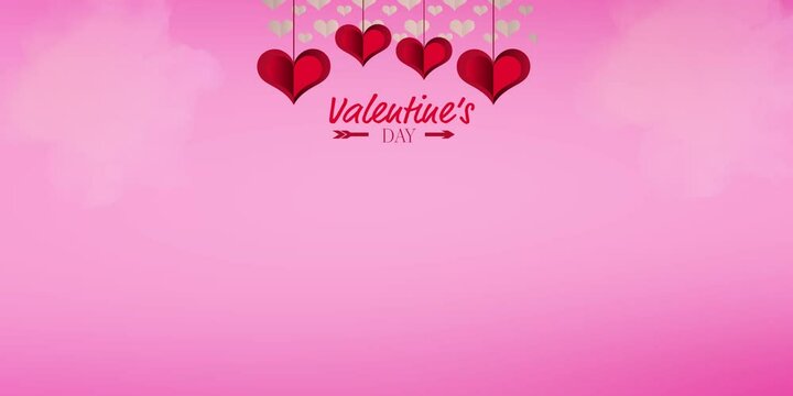 Animated valentine background with love decoration and a pink background
