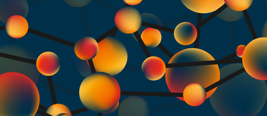 Line points connections geometric landing page background. Fluid circles and spheres with liquid gradients. Vector Illustration For Wallpaper, Banner, Background, Card, Book Illustration, landing page