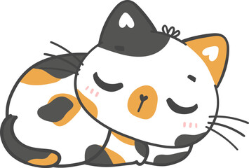 cute playful calico kitty cat cartoon drawing doodle outline