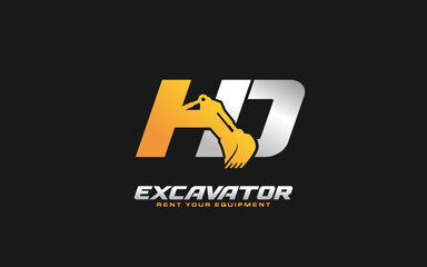 HD logo excavator for construction company. Heavy equipment template vector illustration for your brand.