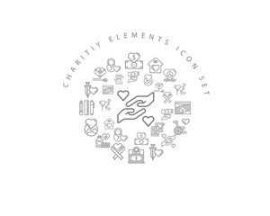 Vector charitiy elements icon set