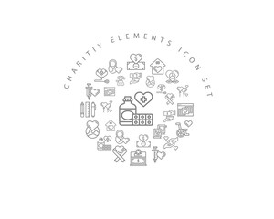 Vector charitiy elements icon set