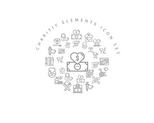 Vector charitiy elements icon set