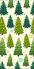 Obraz premium illustration, christmas trees seamless pattern
