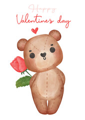 Cute Valentine teddy bear couple cartoon character hand drawing illustration vector, idea for wedding invitation, greeting card, Valentine's day, anniversary decor and more