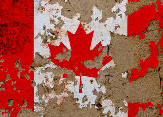 Canadian flag on mud wall