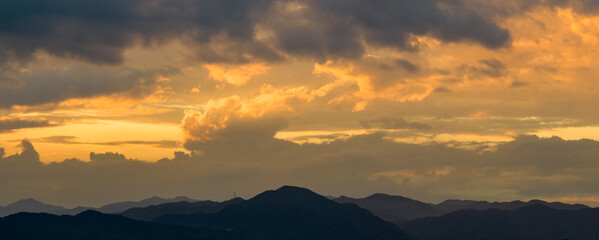 sunset over the mountains