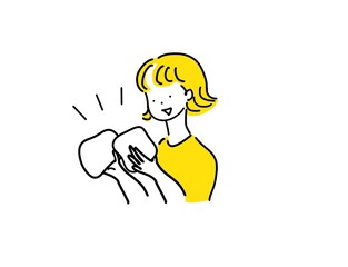 欲しかったものが見つかって嬉しい女性上半身