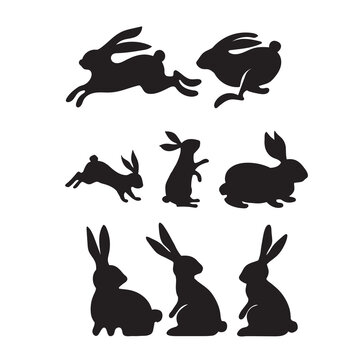 Bunny the rabbit isolated vector silhouette. Pet animal illustration.