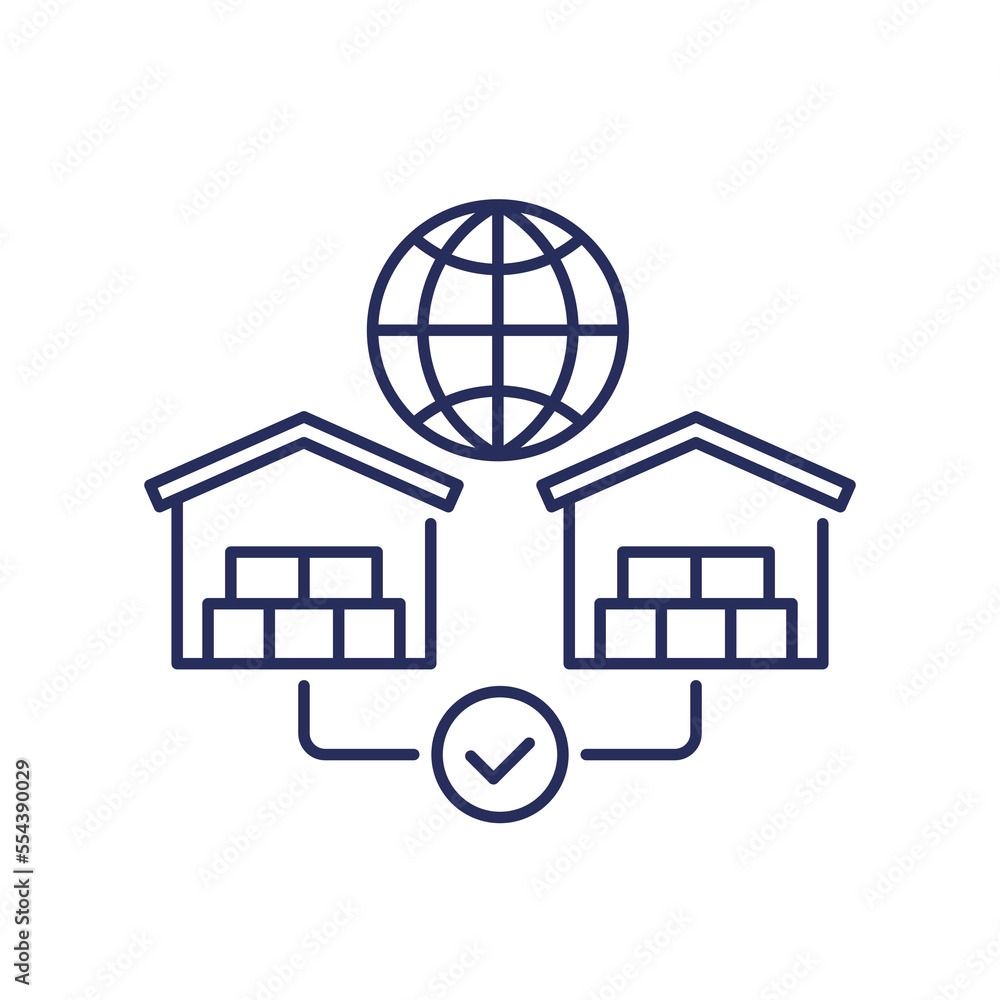 Poster Global sourcing line icon, vector