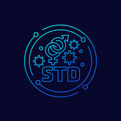 STD, Sexual transmitted disease icon, linear design - obrazy, fototapety, plakaty