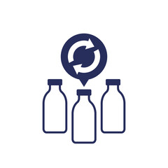 recycling plastic bottles icon on white
