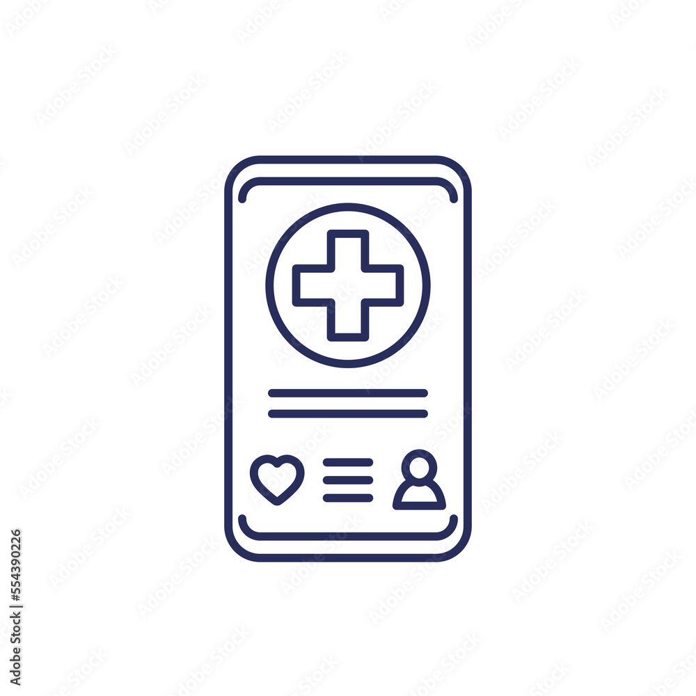 Wall mural Telemedicine, online medical consultation app line icon