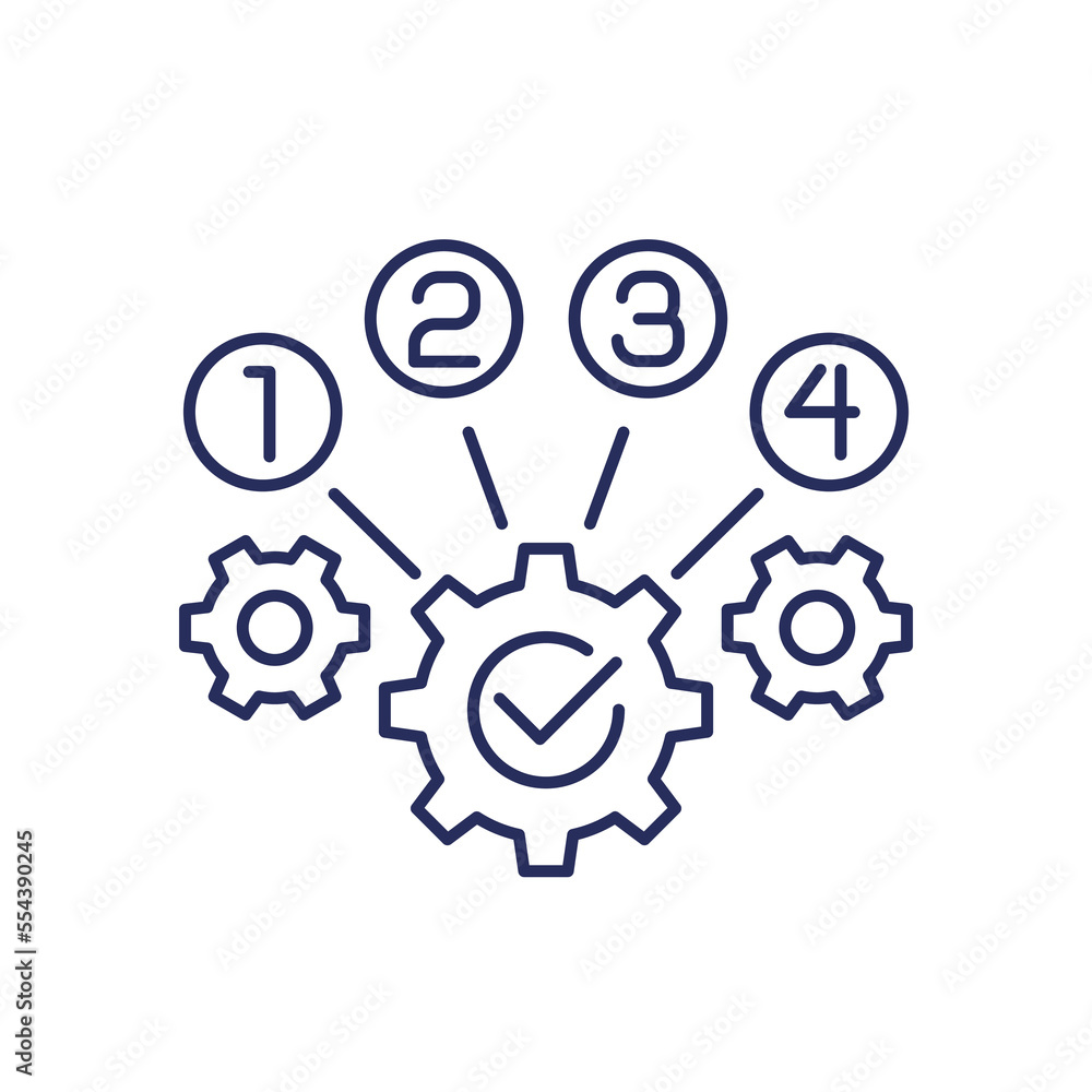 Poster process optimization line icon with gears