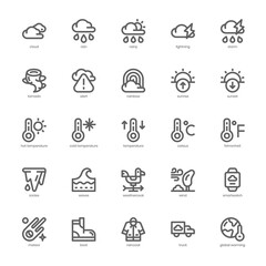Obraz na płótnie Canvas Weather icon pack for your website, mobile, presentation, and logo design. Weather icon outline design. Vector graphics illustration and editable stroke.