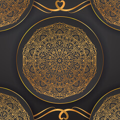 Luxury ornamental mandala design background in golden color