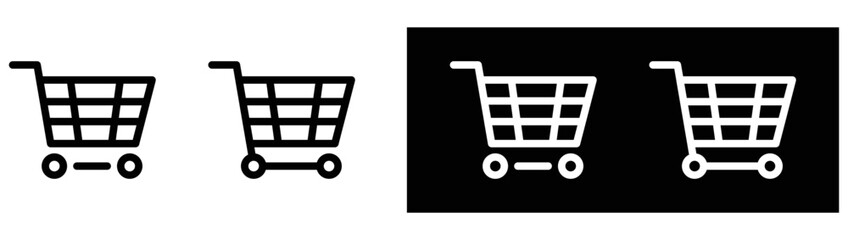 cart icon set. silhouette style sign symbol for app and web, vector illustration