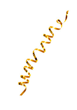 twisted serpentine ribbon of golden color on a transparent background