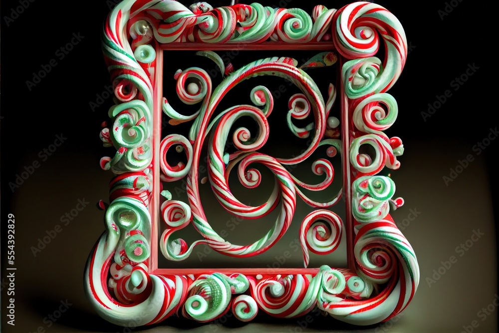 Poster a decorative frame with swirls and a letter o on it's side. generative ai