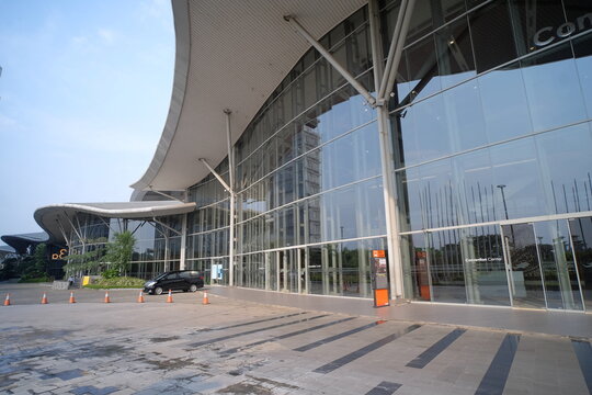 Tangerang, Indonesia, Oct 14, 2020. The magnificent and modern facade of the International Convention Expo (ICE BSD) building has become a center for large-scale meeting activities.
