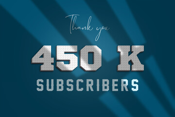 450 K  subscribers celebration greeting banner with 3D Paper Design