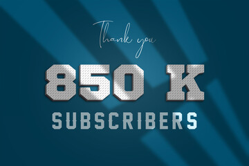 850 K  subscribers celebration greeting banner with 3D Paper Design