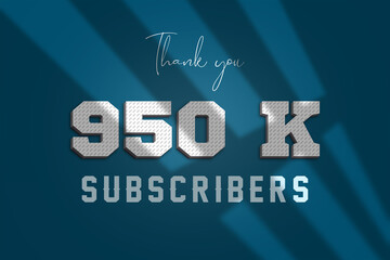 950 K  subscribers celebration greeting banner with 3D Paper Design