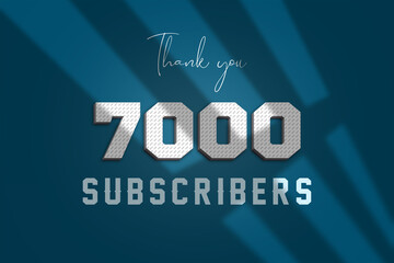 7000 subscribers celebration greeting banner with 3D Paper Design