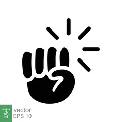 Hand knocking icon. Simple solid style. Hand punch gesture, people, man arm, knuckle, knocker, glyph, flat sign, hit symbol. Vector illustration isolated on white background. EPS 10. - obrazy, fototapety, plakaty