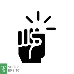 Hand knocking icon. Simple solid style. Hand punch gesture, people, man arm, knuckle, knocker, glyph, flat sign, hit symbol. Vector illustration isolated on white background. EPS 10.