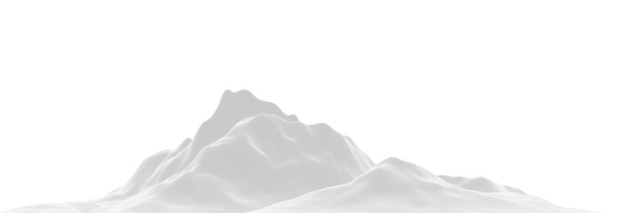 3D white snowy mountain.