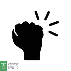 Hand knocking icon. Simple solid style. Hand punch gesture, people, man arm, knuckle, knocker, glyph, flat sign, hit symbol. Vector illustration isolated on white background. EPS 10.