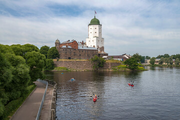 Cloudy July morning near the ancient Vyborg castle