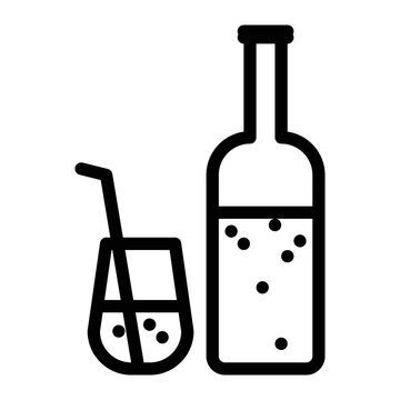 Bottle and wine glass icon. Simple element symbol for template design. Can be used for website and mobile application. Vector illustration.