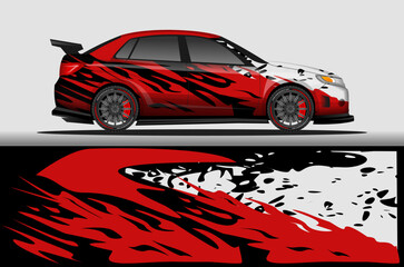 Car livery wrap decal, rally race style vector illustration abstract background